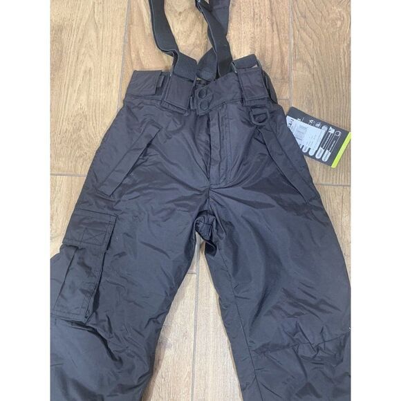 NEW Sport Essentials Kids 4 Unisex Black SNOW SKI PANTS SUSPENDERS Insulated NWT - Picture 2 of 9